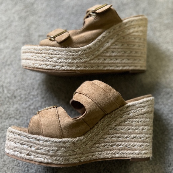 BP Dani Suede Tan Platform Espadrilles - Picture 4 of 7